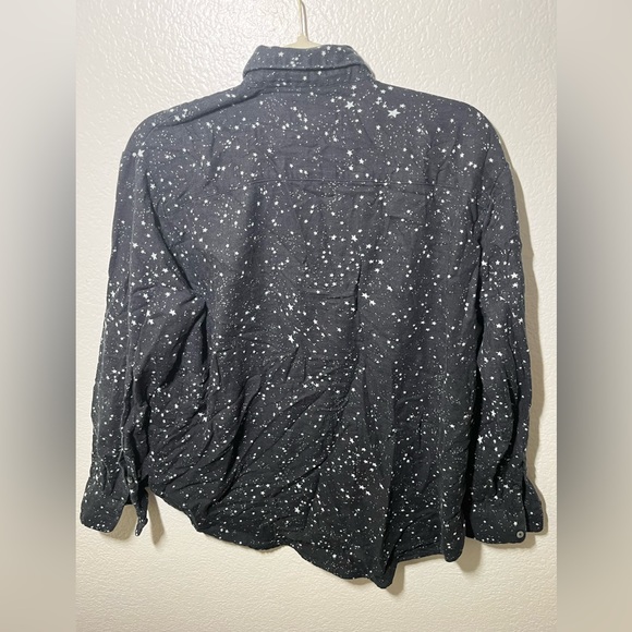 Madewell medium oversized boyfriend black button up long sleeve star print - Picture 3 of 3
